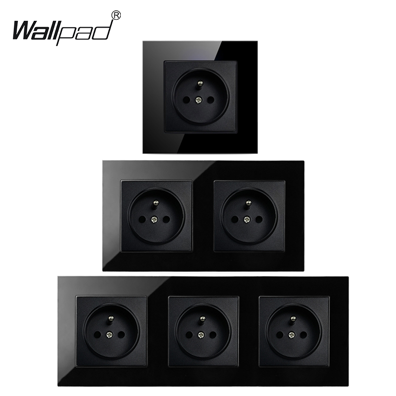 Home Improvement Outlet - Schwarzes Glas Wallpad Steckdosenpanel 16A 220V