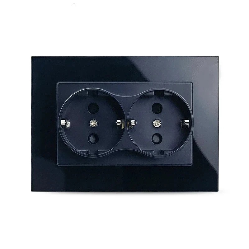 Home Improvement Outlet - Französische 16A 220V Doppel-Steckdose mit Glas-Kristall-Panel