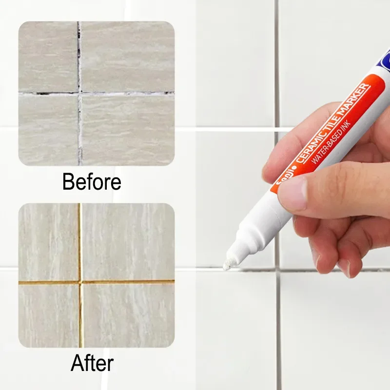 Tile Grout Repair - 12-farbiger weißer wasserdichter Fliesmarkierungsstift, Wandnahtstift für