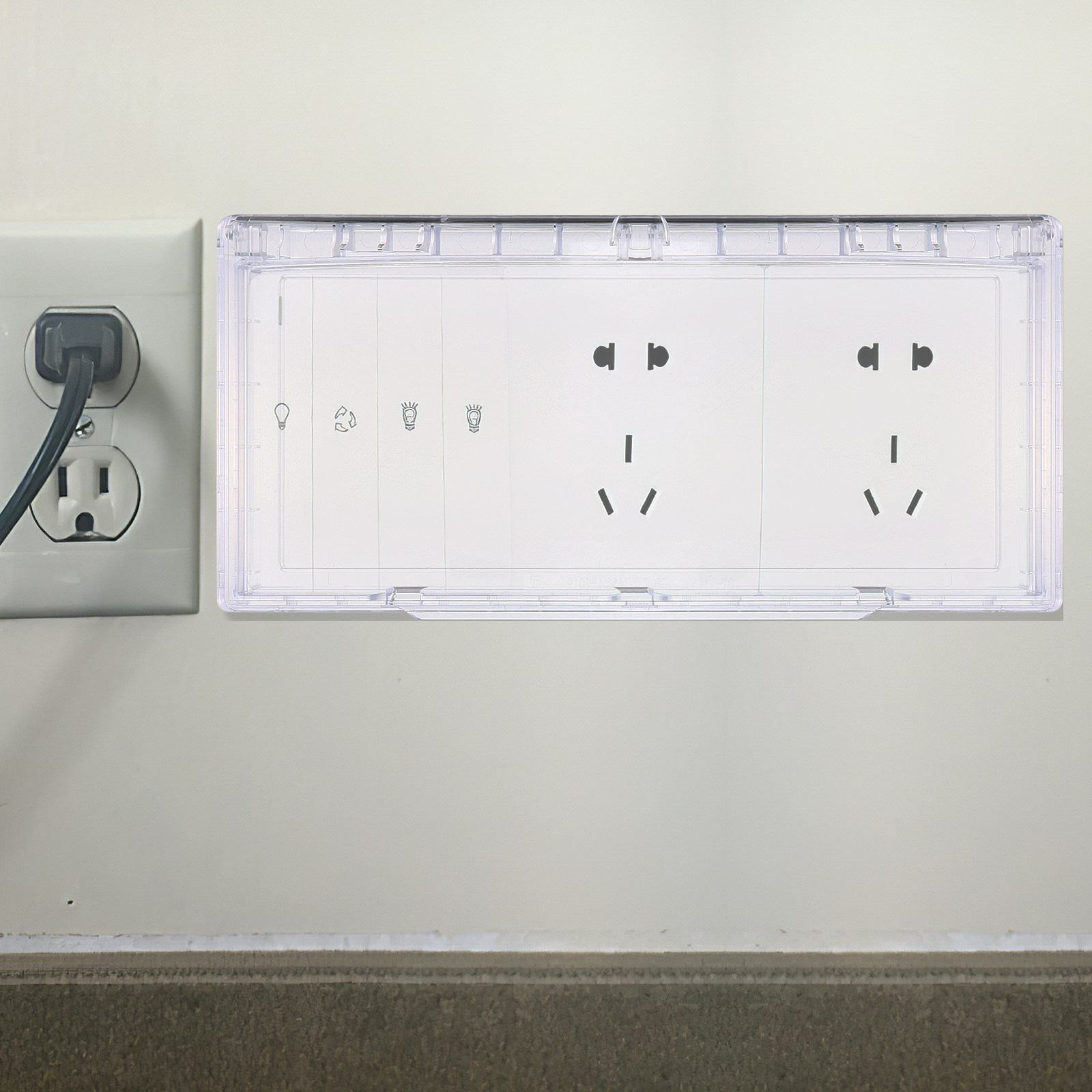 Home Improvement Outlet - Outdoor-Steckdosenabdeckung Wasserdichter 3-Fach-Steckerschutz Wetterfeste Elektrische Steckdosenabdeckung